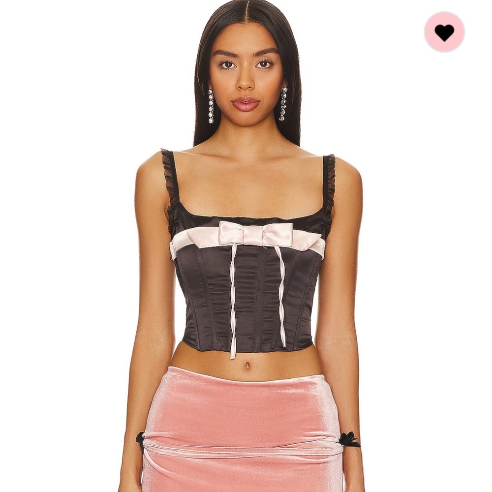 Zemeta Corset Top in Black & Pink